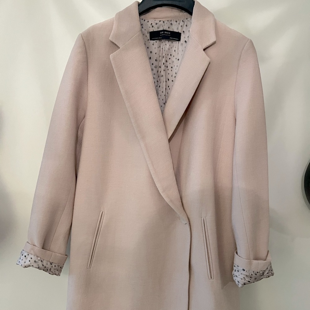 Zara Peach Pink Boucle Jacket